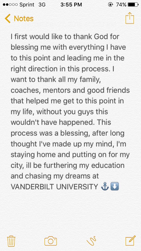 JoejuanW's tweet image. Vanderbilt is my home! #AnchorDown