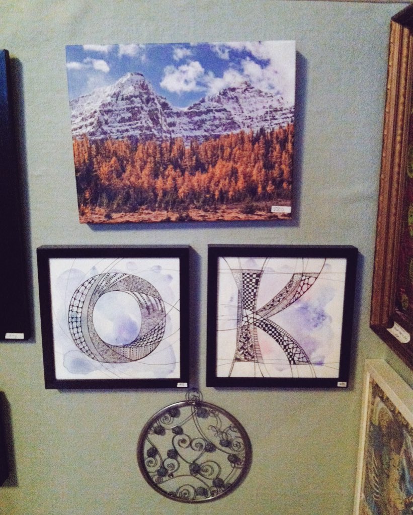 EmmaJustine5's tweet photo. We're selling locally made art until 7pm, and 11-7pm Sunday. #under100artshow #yyc #calgary https://t.co/tScr62SBkm https://t.co/0o0qbbRdOq