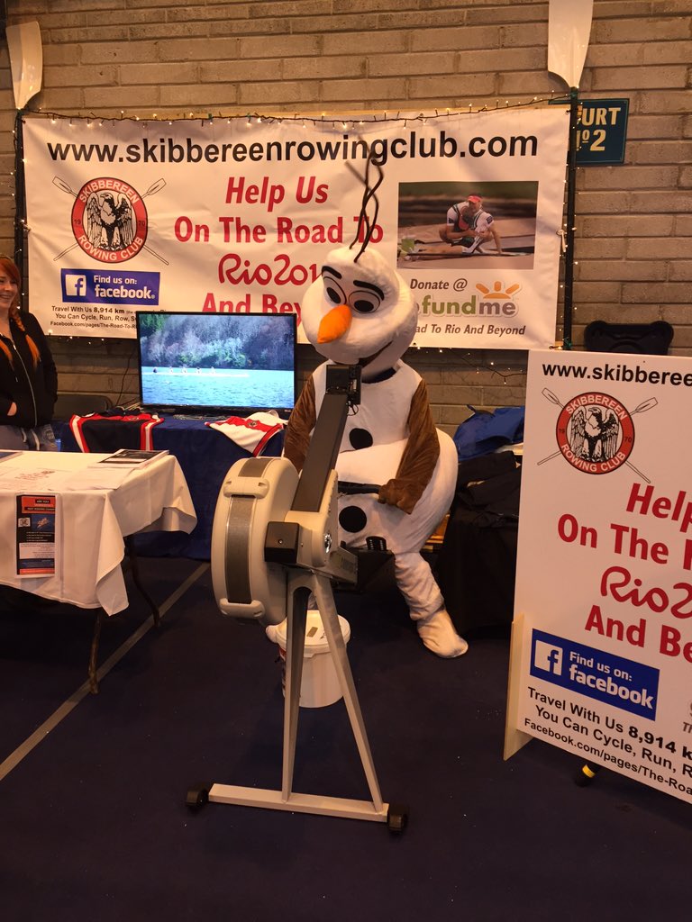skibbrowing's tweet photo. Olaf helping us on the road to Rio at the Bank of Ireland Enterprise day today #rowingfail #Olaf #letsconnect https://t.co/KzWE4GLkWm