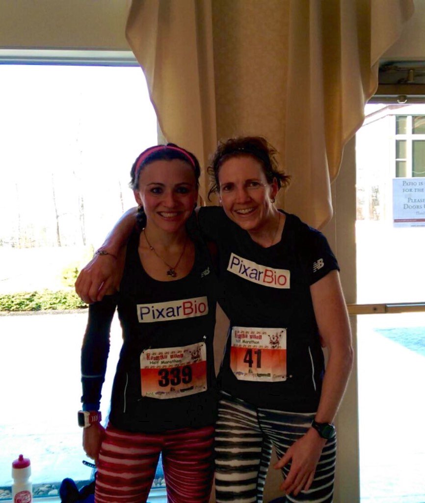 Becky_Bader's tweet photo. Awesome day coming in 2-1 with the favorite at NH half... followed by bikes and cookies. #nhrun #wattieink #rockthew https://t.co/ljvjFb96ef