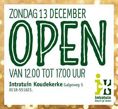 Morgen 13 december is het #koopzondag bij Intratuin Koudekerke. Je bent van harte welkom van 12.00-17.00 uur.