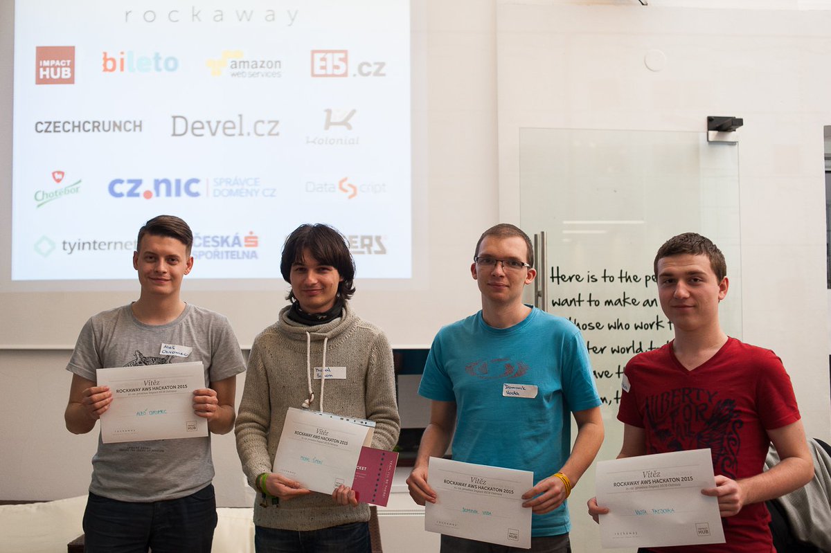 RockawayCZ's tweet photo. Náš #AWS #hackathon je u konce. A bylo to parádní – #Ostrava dalece předčila naše očekávání. DÍKY VŠEM! #ROChacks https://t.co/C8CwW9NT0l
