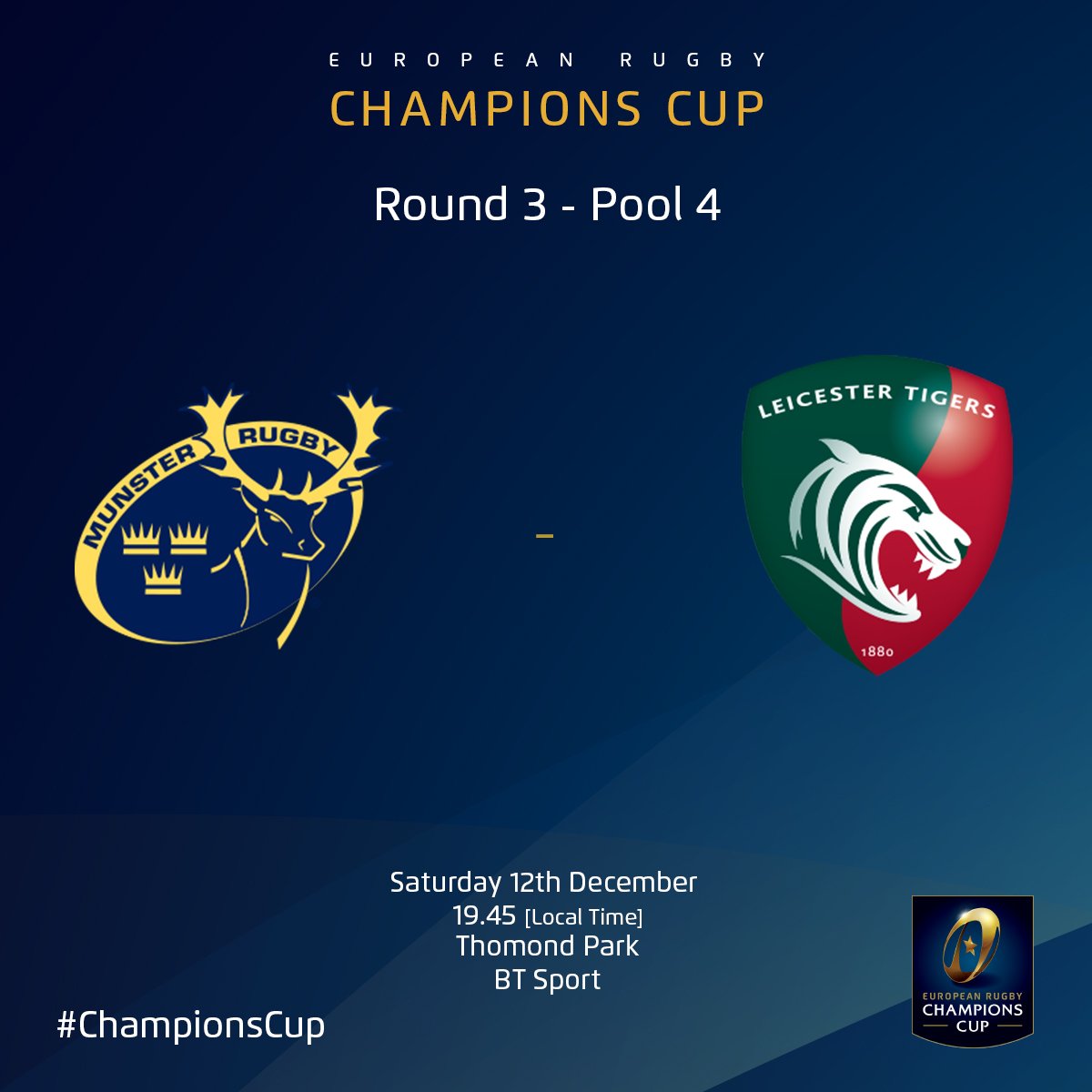 ChampionsCup's tweet image. Live updates and stats for @Munsterrugby v @LeicesterTigers #ChampionsCup #Pool4 #R3: tinyurl.com/oqowpz4