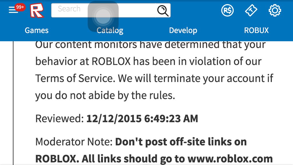Navigatexi On Twitter Banned From Roblox For A Day Are You Serious Roblox I Never Knew Posting Links Is A Bad Thing To Do On Roblox Https T Co Mv3thei0ja - bad roblox bans