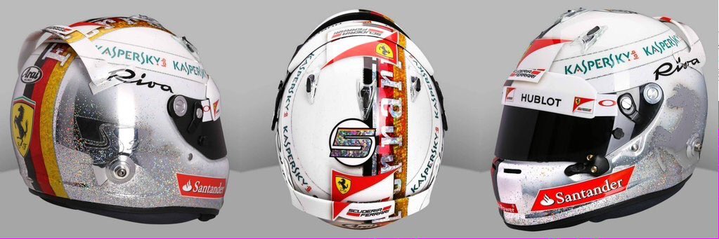 formulaoneclub's tweet photo. Los cascos de Senna, Schumacher, Alonso y Vettel: Entre los cuatro tienen el %25 de los títulos en #65YearsOfF1 https://t.co/LdAYF3UjXV