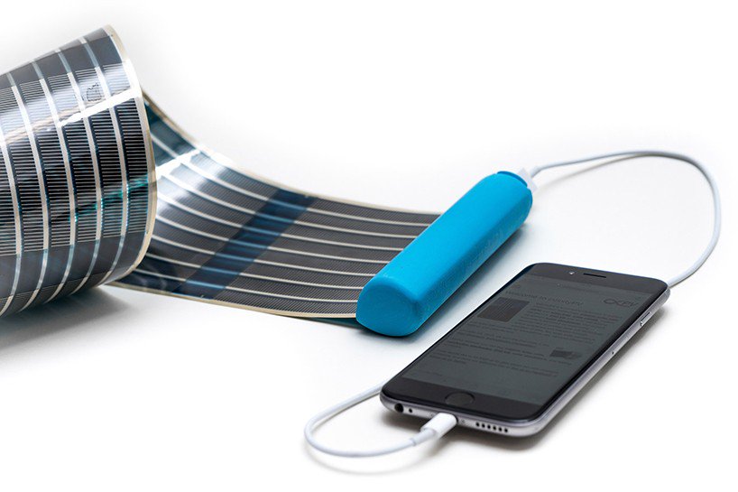 designboom's tweet photo. infinityPV's HeLi-on portable battery fits retractable solar panel to charge #smartphones https://t.co/4WrifhBTJM https://t.co/D2prx5JxFs