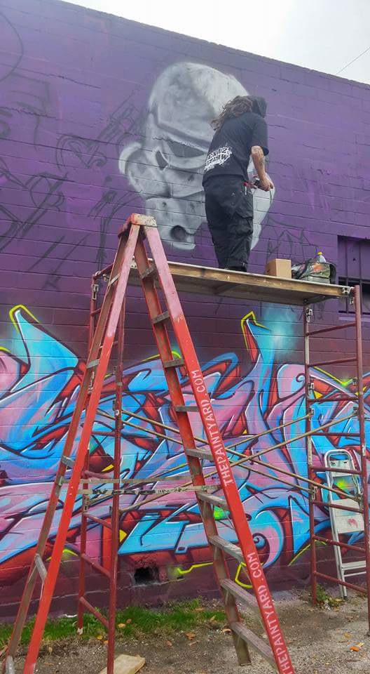 LoneStarWarsSA's tweet photo. Artists @soup133 @Scotch_Art and #Rage slammin' murals at @ThePaintYardSA part of #LSW15 https://t.co/6Dn3KRpK1o https://t.co/FZ16D7OrXI