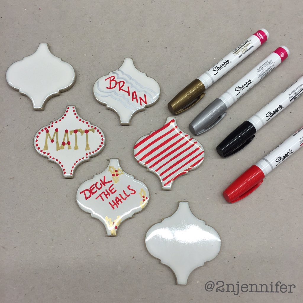 Ceramic tile + sharpie markers...