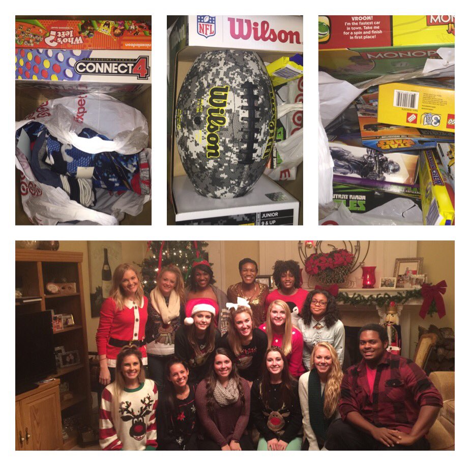Royals_Cheer's tweet photo. We had a gr8 time celebrating the holidays last night! Each team member donated gifts 4 a family in need. 🎄#sedmin https://t.co/Lp1yCtAOLi