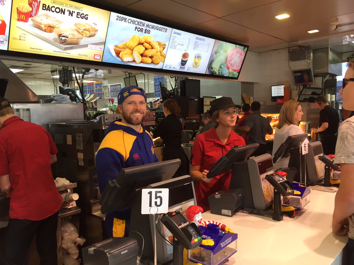 SuperSmashNZ's tweet photo. .@DerekdeBoorder proving a gun barista. Reluctant to leave the station. @MaccasNZ #employeeofthemonth #gpsupersmash https://t.co/2MPYgYFddE