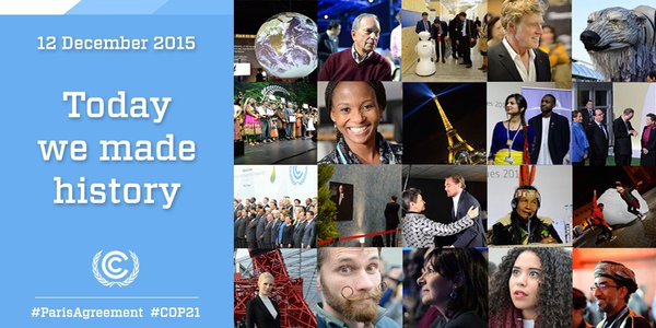 7 billion people. 195 countries. One #ParisAgreement toward a better future for all. j.mp/1mhuxZI #COP21