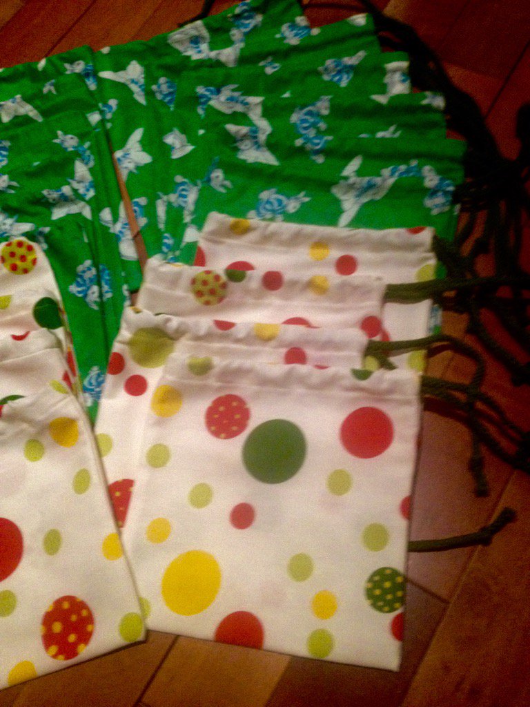 Another year of Christmas bags ready to stuff with books for students #thingsteachersdo