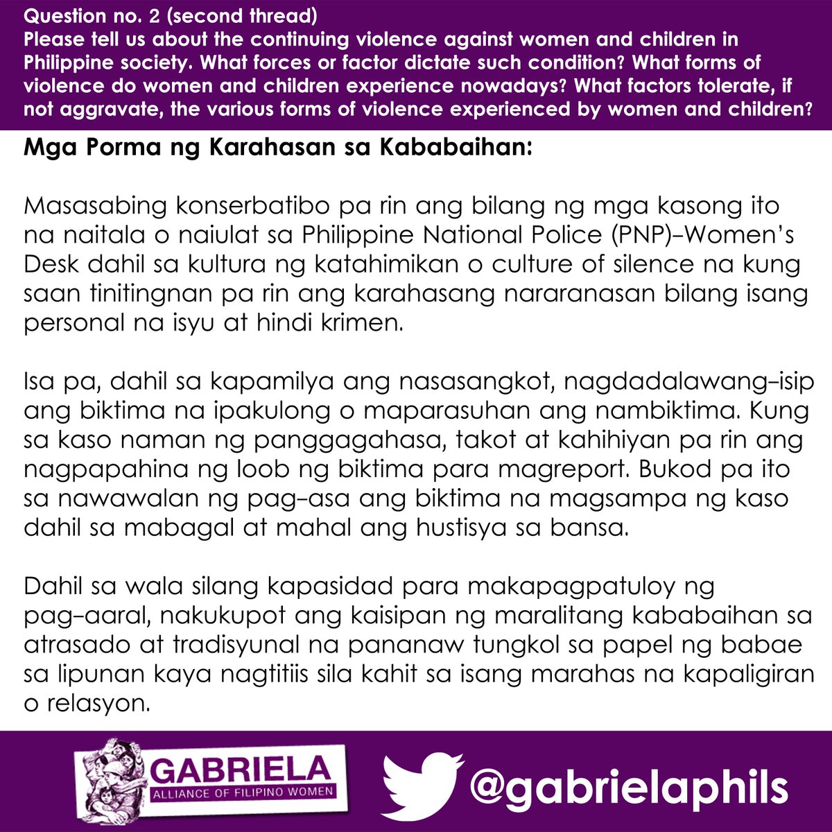 gabrielaphils's tweet photo. @thefilipinospec Hindi lahat ng biktima ay nagsusumbong. marami ang natatakot  #LabananAngAbuso #ALDUBvsVAWC #ALDUB https://t.co/Rk9kpo0ZNc