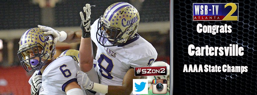 Congrats <a href="/CHSHurricaneFB/">CartersvilleFootball</a> on winning the AAAA state title! Canes beat Buford 10-0 in final. wsbtv.com/s/sports/highs…