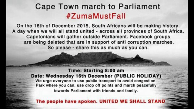 FaizalSayedTV's tweet photo. Here are the details for the #ZumaMustFall March in Cape Town this Wednesday. Please Retweet this info. https://t.co/DFwSkoFynF
