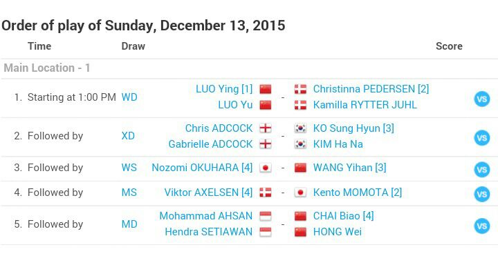 INABadminton's tweet photo. Line-up babak final #DubaiSSF hari ini. Live di Kompas TV mulai jam 15.30 WIB! https://t.co/5cWVCxTIFz
