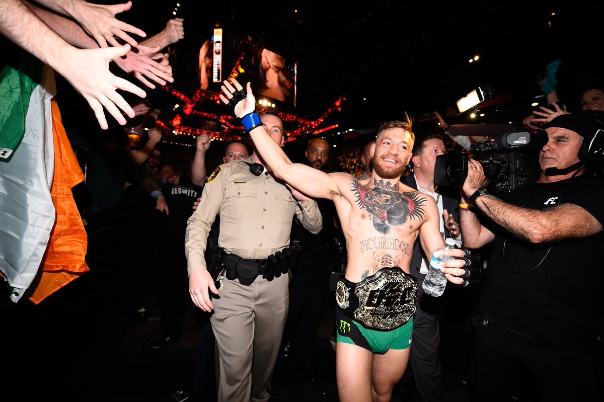 13 SECONDS!!! That's all it took for <a href="/TheNotoriousMMA/">Conor McGregor</a> to claim the <a href="/ufc/">UFC</a> featherweight world title belt! 💪 #UFC194