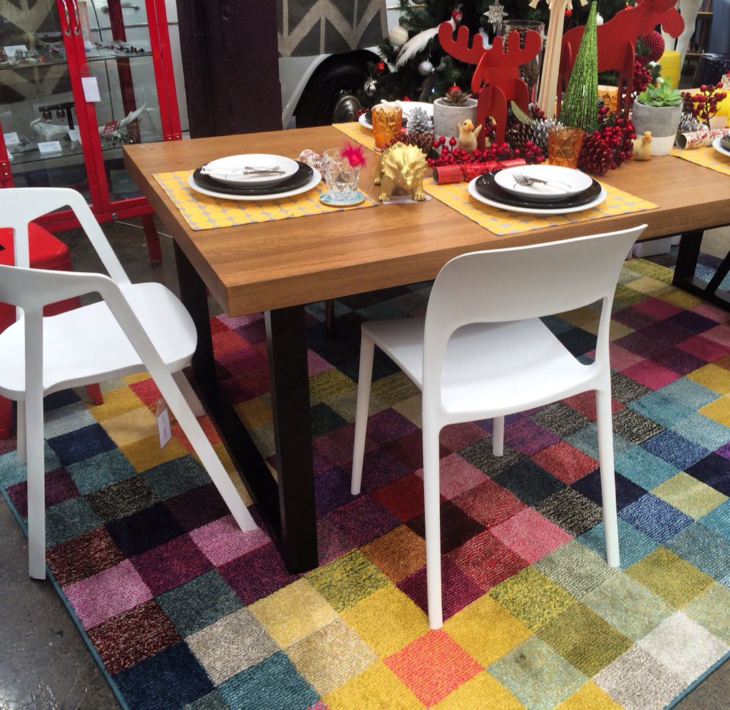 The new dining table #diningtable #mattblatt #interiordesign #woodentable #whitechair grandlivinghomewares.com