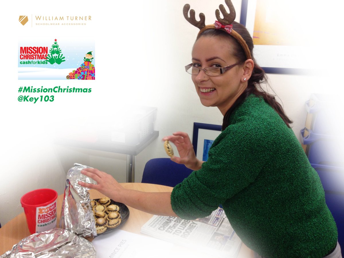 WTSchoolwear's tweet image. Look who I caught eating all the pies! Good job it&apos;s all for charity @KEY103 #missionchristmas #reindeerproblems
