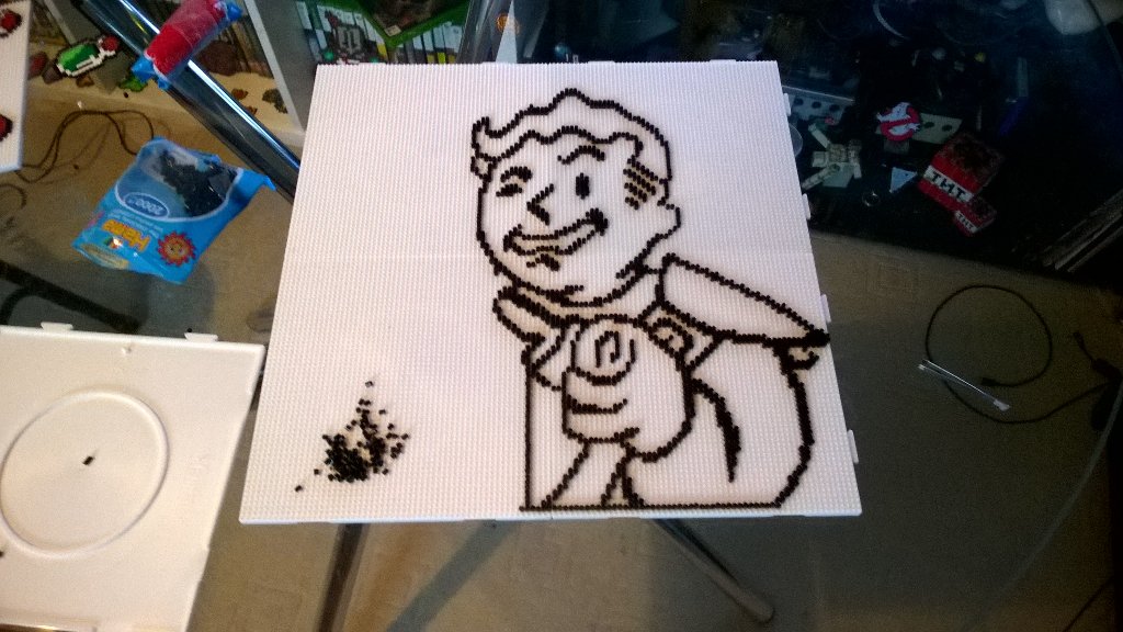 WiseBeadz's tweet photo. Update on progress #fallout #fallout4 #pixelart #8bit #hamabeads #hamaart #art #vaultboy #wisebeadz #perler https://t.co/c170SROX33