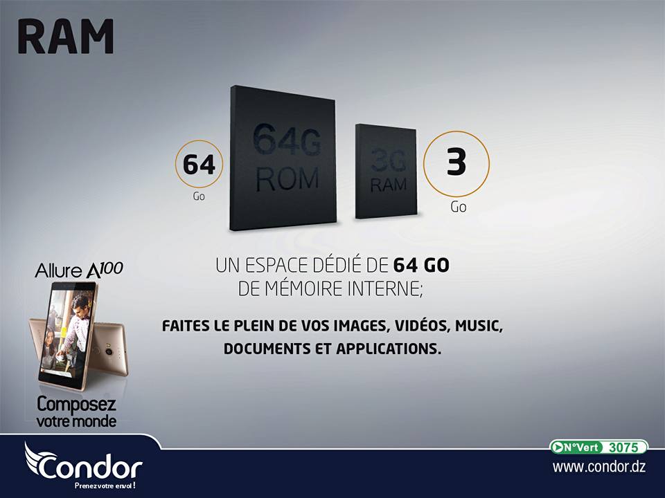 CondorInfor's tweet photo. مع ذاكرة تخزين بحجم 64Go  و Go3 من الذاكرة العشوائية 
.. تمتع بالمزيد من الألعاب، التطبيقات و محتوى الملتيميديا https://t.co/5myyzixMnD