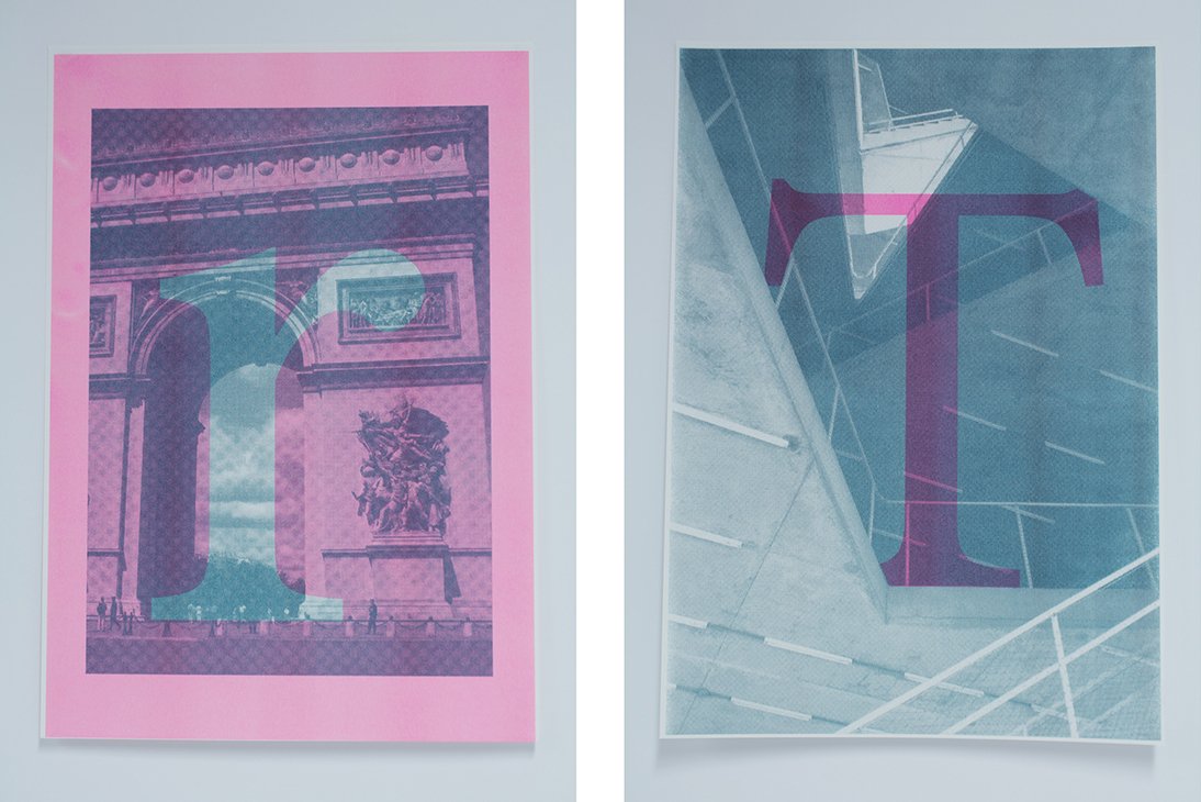 mawadesign's tweet photo. #risograph #poster illustrating the similarities in #type and #architecture structures #design #graphicdesign https://t.co/UWAbM522pk