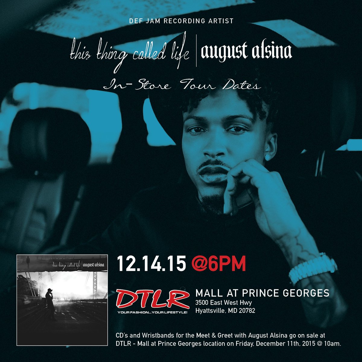 AugustAlsina's tweet photo. Apologies Baltimore, today's in-store is postponed. Please come to @DTLR (Mall at Prince George's) 12.14, 6pm - Mgmt https://t.co/SZyxCMnmzs