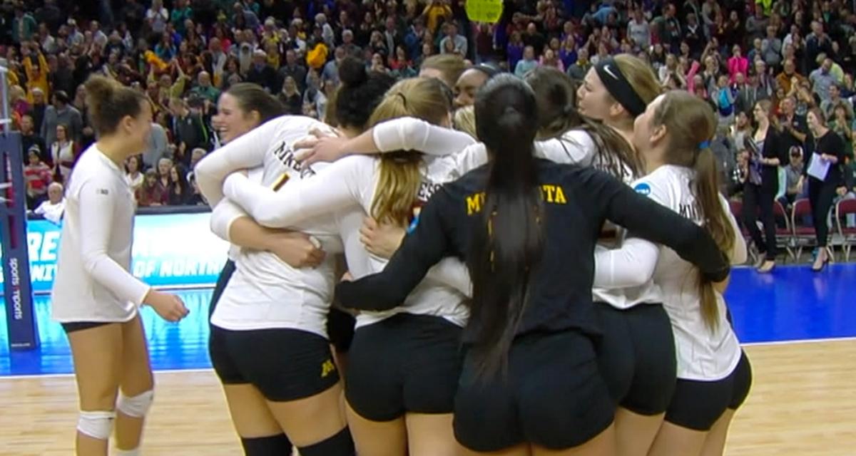 NCAAVolleyball's tweet photo. For the fourth time since 2003, @GopherVBall is going to the NCAA semis: https://t.co/Kh6M0JbMfE https://t.co/X683d0arR4