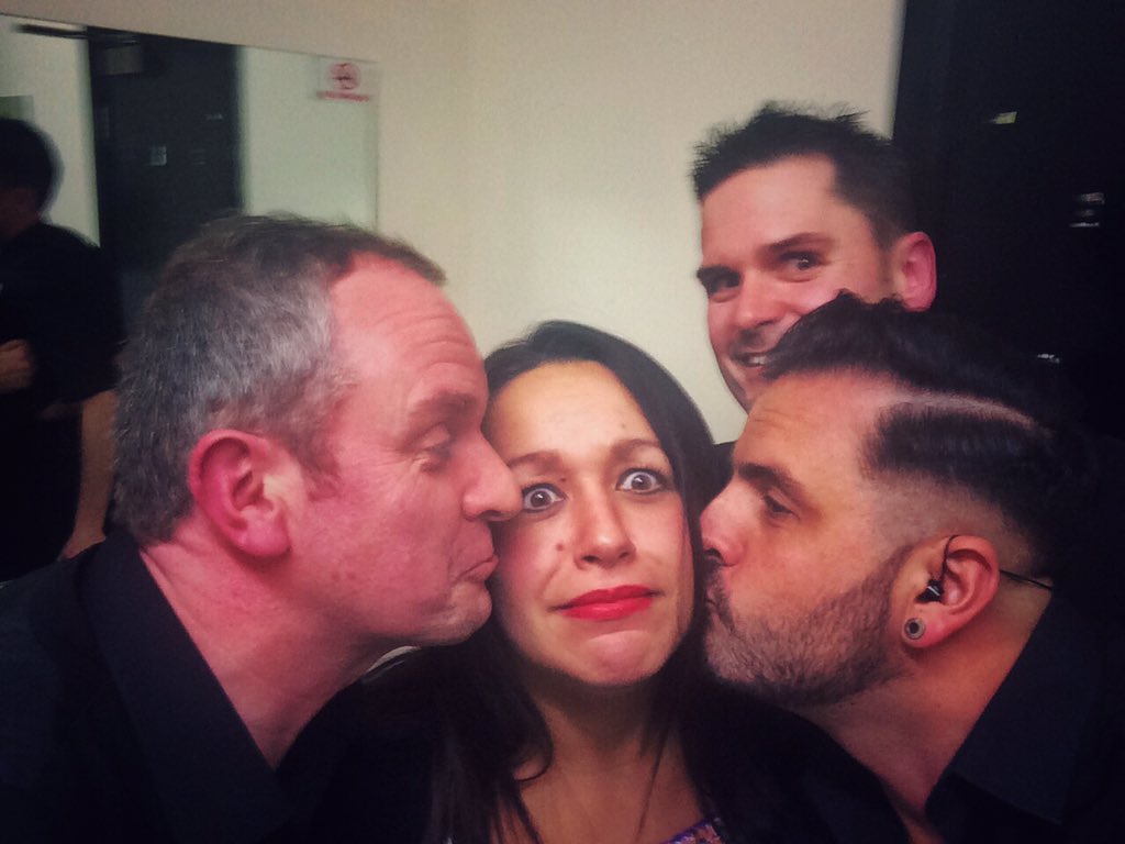 The boys giving <a href="/hollyjaynevox/">Holly Jayne</a> a final kiss before maternity leave. Who's the weirdo in the back though?