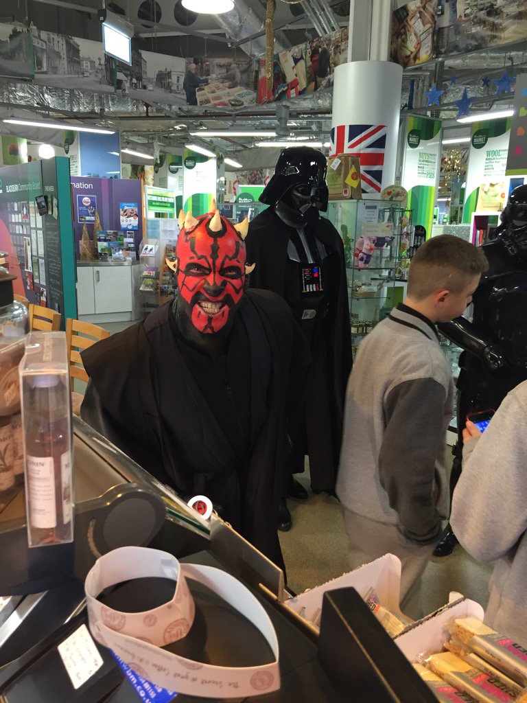 RuthLazell's tweet photo. Star Wars characters on Blackburn market #exchangecoffee https://t.co/kjn6MPq4oO