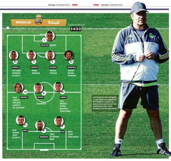 BeritaRMadridCF's tweet photo. MARCA | Tim serbaguna. • Masalah cedera Rafa Benitez terpaksa memainkan pemainnya di beberapa tempat. https://t.co/zbtrMIvpX6