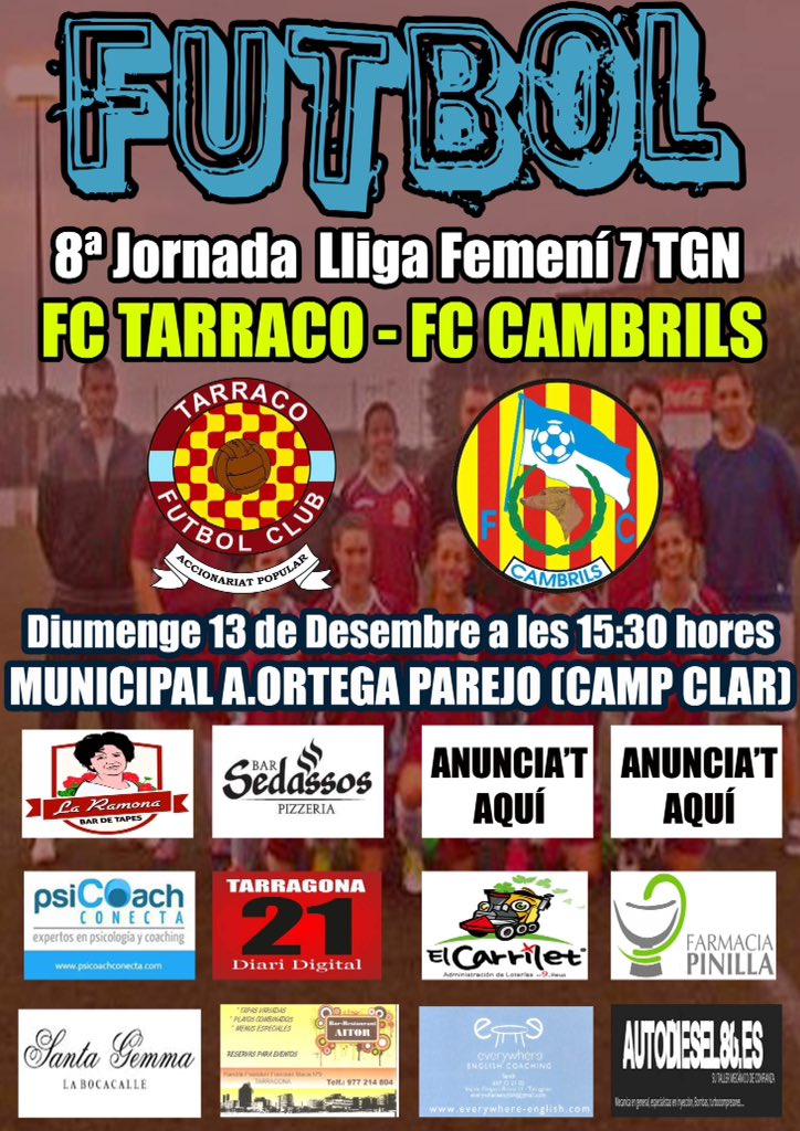 FCTarraco's tweet photo. En 30 mins arrenca @FCTarraco - @CambrilsCF #futfem #senteltarraco https://t.co/L1yZVnl4GW