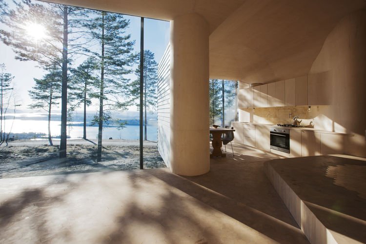dwell's tweet image. This picture-perfect cabin is tucked away in the Norwegian forest: bit.ly/1CupeYP