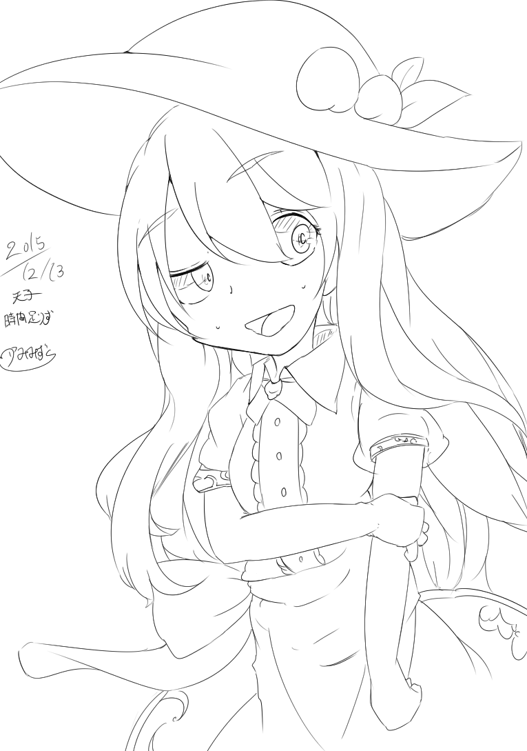 #深夜の真剣お絵描き60分一本勝負 時間足りず線すら不安定 
天子ちゃん描きました 
