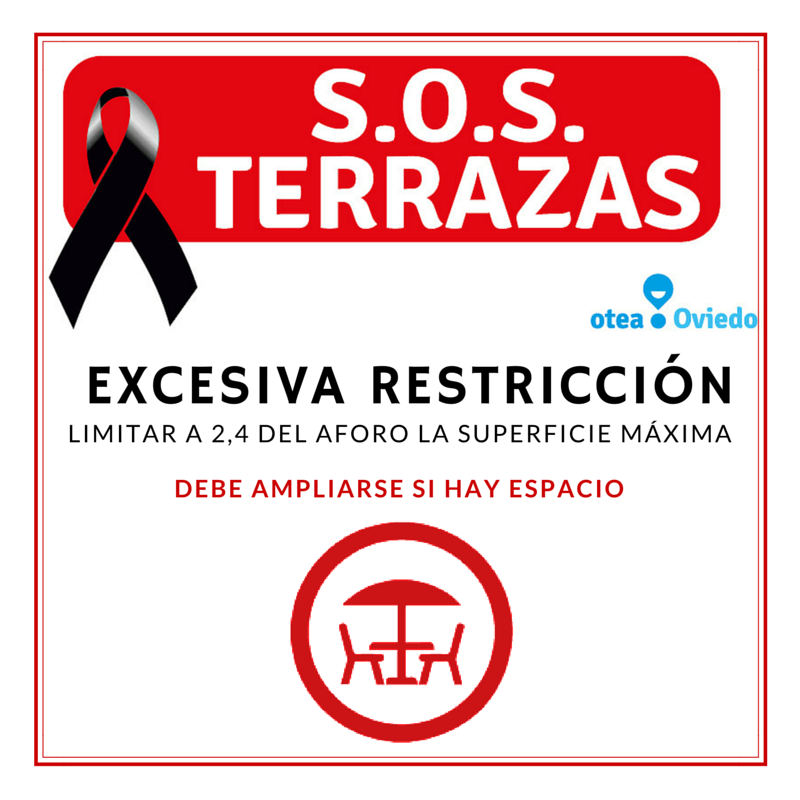 SOSterrazasOVD's tweet photo. Desde #SOSTerrazasOviedo proponemos modificar la excesiva restricción limitar a 2,4 del aforo la superficie máxima. https://t.co/U5S44HwoIU
