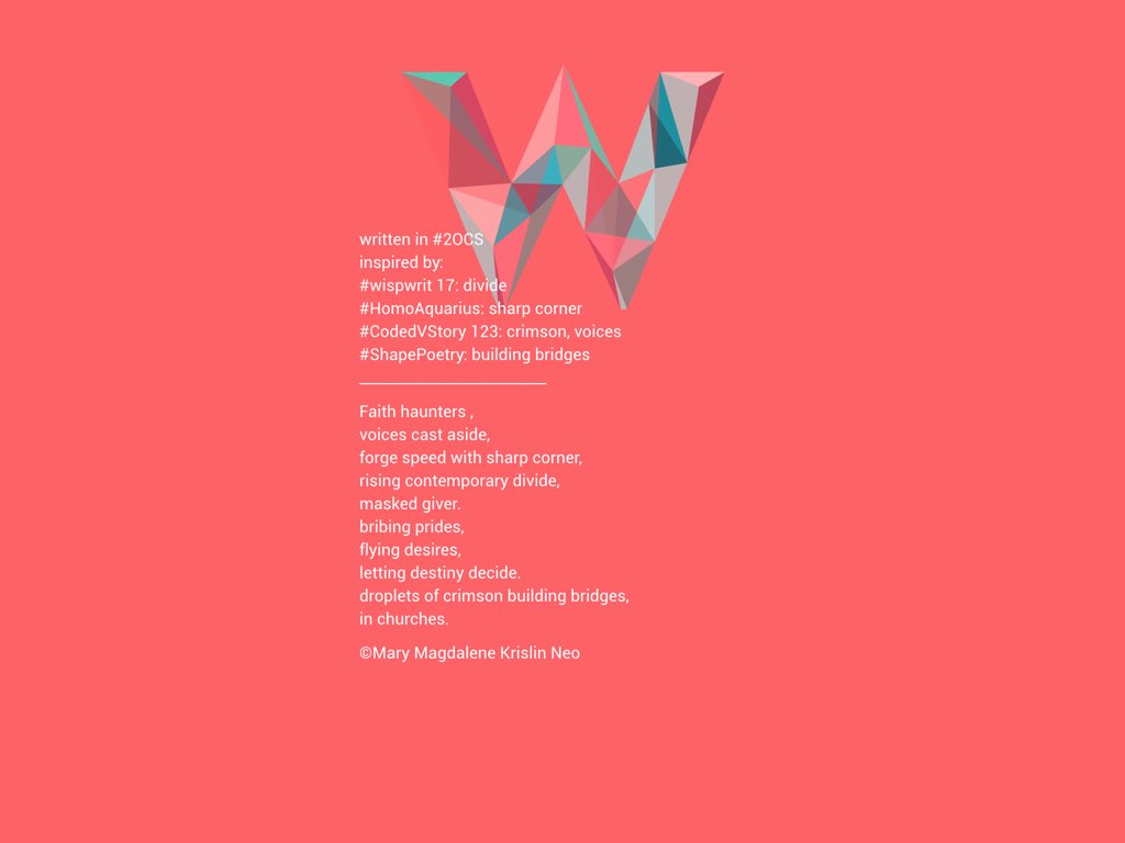 DestinyInfin's tweet photo. #wispwrit 17
#HomoAquarius
#CodedVStory 123
#ShapePoetry
#2OCS #PoetryStyle #Poem #Poetry #Inspire #micropoetry https://t.co/3jJvG3lBXA