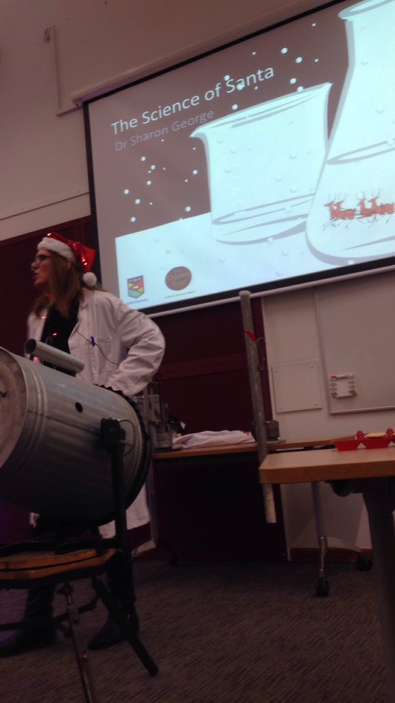 sarah_robbo's tweet photo. My niece enjoying @SharonGeorge5's #scienceofsanta #christmas lecture @KeeleUniversity #Insprie #STEM #staffordshire https://t.co/hbEliGCtt5