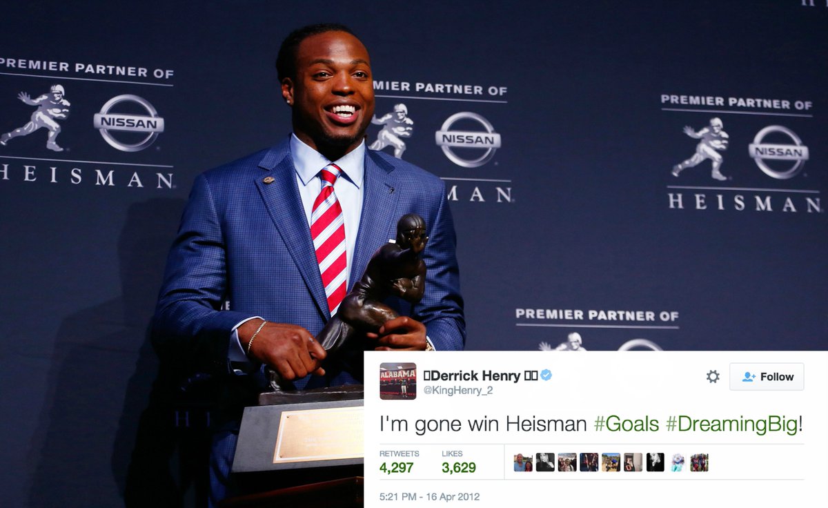 BleacherReport's tweet photo. Derrick Henry predicted he would win Heisman back in 2012 when he was in high school https://t.co/FzdsZegzJR https://t.co/n0UIi4ZmU4