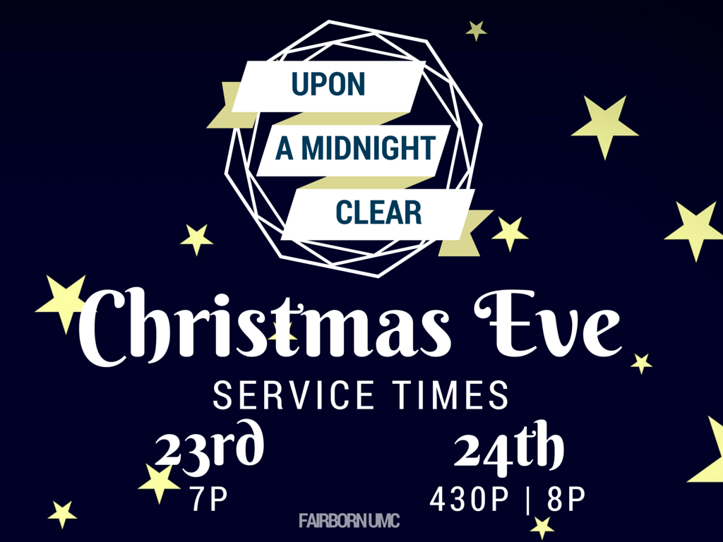 FairbornUMC's tweet photo. Christmas is right around the corner! We would love for you to join us at one of our Christmas Eve Services. https://t.co/s0SFG4ZCPR