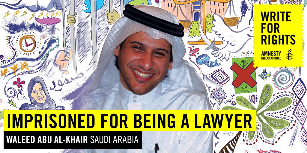 15 years in prison for defending human rights in #SaudiArabia. <a href="/KingSalman/">سلمان بن عبدالعزيز</a> #freeWaleed! amn.st/6012BrL6m #W4R
