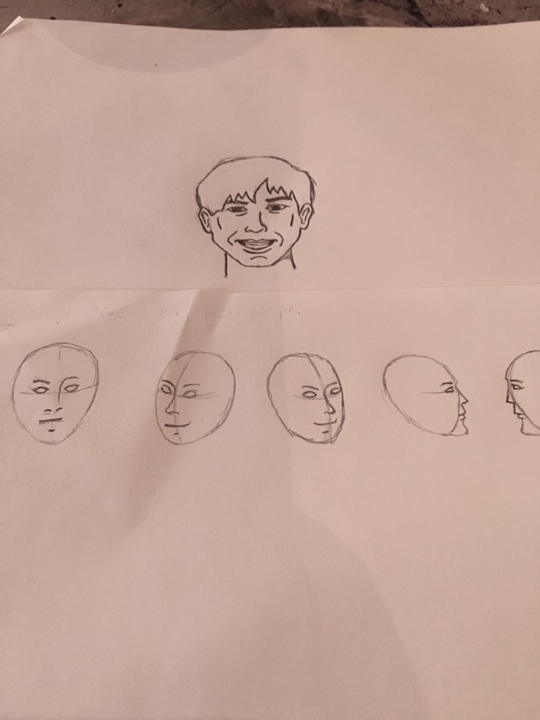 jeremybooth's tweet image. Sitting in a local coffee shop and trying to learn how to draw people. Starting with the head. #eggshape