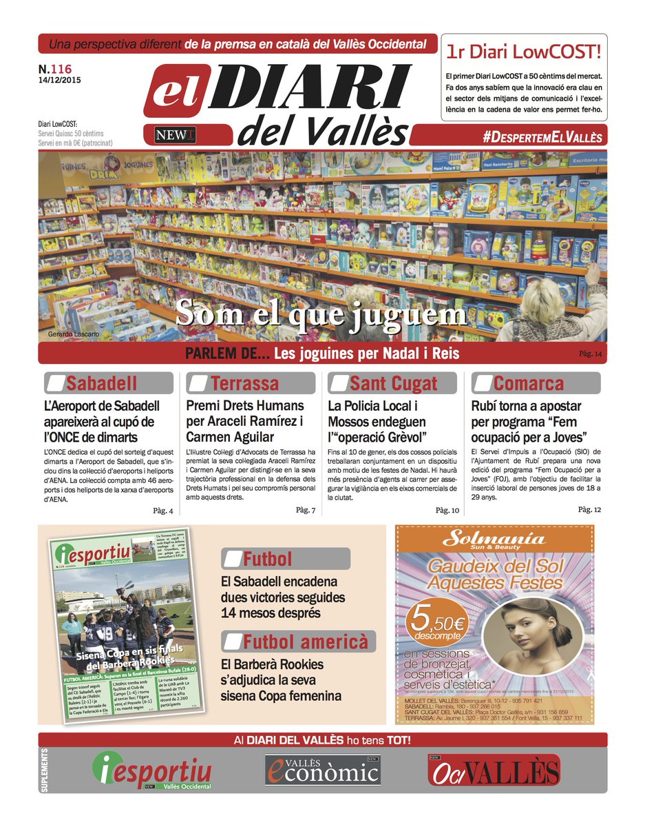 Portada del #DiariLowCOST e.116 @DIARIdelVALLES #DESPERTEMelVALLÈS
#Joguines