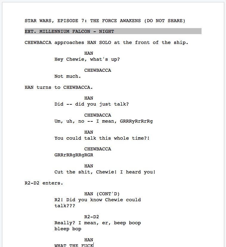 Sage Boggs on Twitter: "The new Star Wars script just 