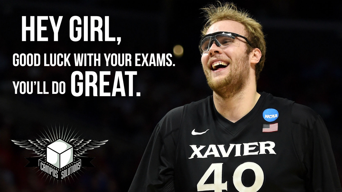 xustorage's tweet photo. It's that time of the year. Good luck everyone! We know you can do it! And so does Matt Stainbrook... #finalsweek https://t.co/nNFZFwooZi