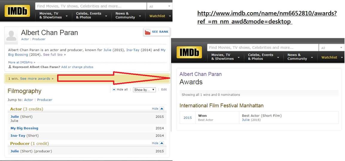 albert_paran888's tweet photo. @IMDb #IMDb @IFFMnewyork #IFFMNYC2015 #Won #BestActor #ShortFilm #JULIE (2015) @NCCAOfficial https://t.co/TTid5urv6W https://t.co/P9PyXeabxn