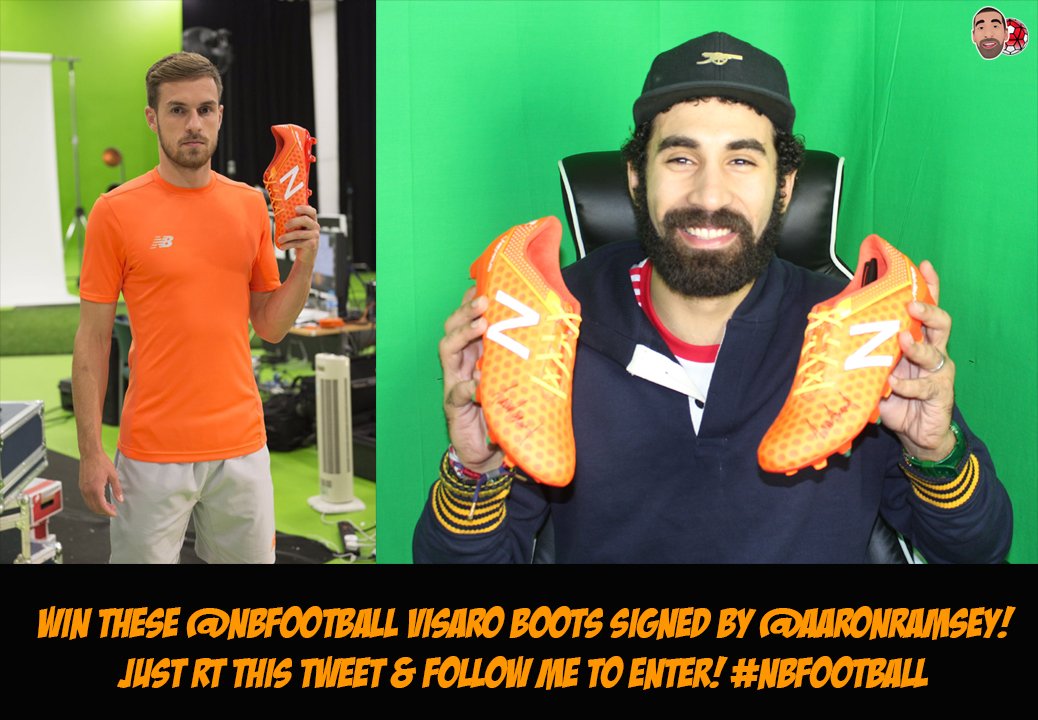 hughwizzy's tweet photo. GIVEAWAY: Win these @NBFootball Visaro boots signed by @aaronramsey!
RT this tweet &amp; follow me to enter! #NBFootball https://t.co/gdDBWwTfIN