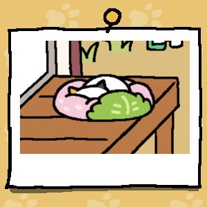 kyopadgett's tweet photo. @paper_curves look at this little moosh #nekoatsume #sakuramochi https://t.co/29n9nctrkY