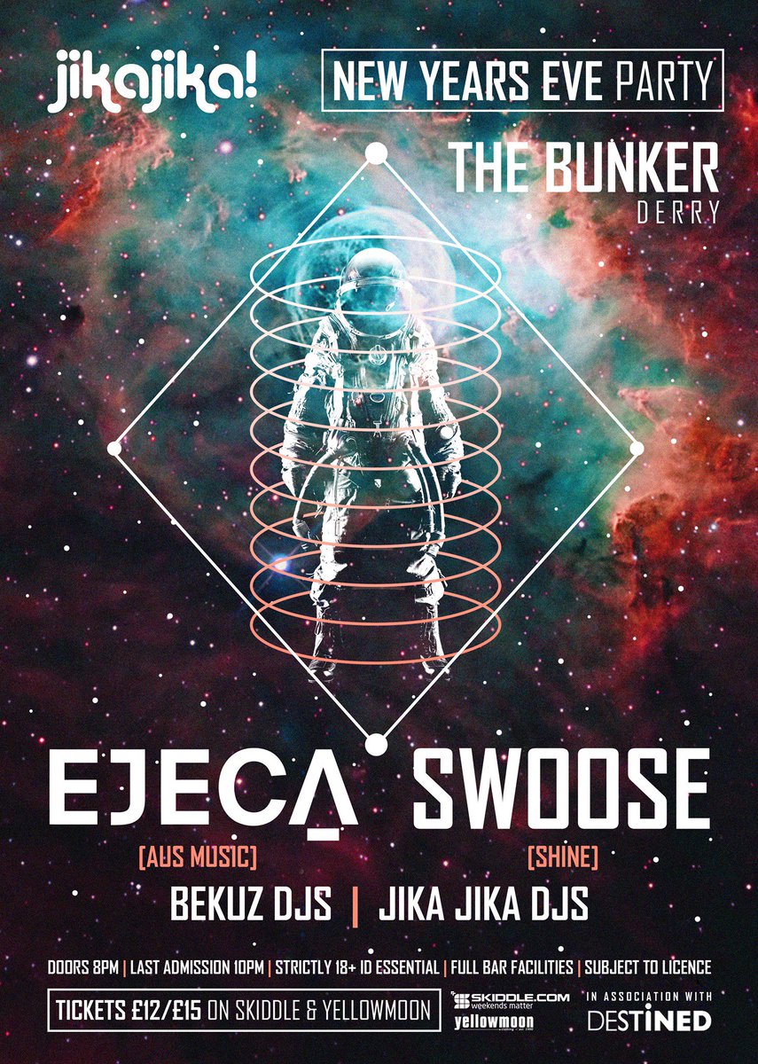 JikaJikaDerry's tweet photo. **RT TO WIN** 4 x Tickets for NYE at The Bunker w/ @_ejeca Swoose @Bekuz_Music and more... :) https://t.co/6yhcS8JapK