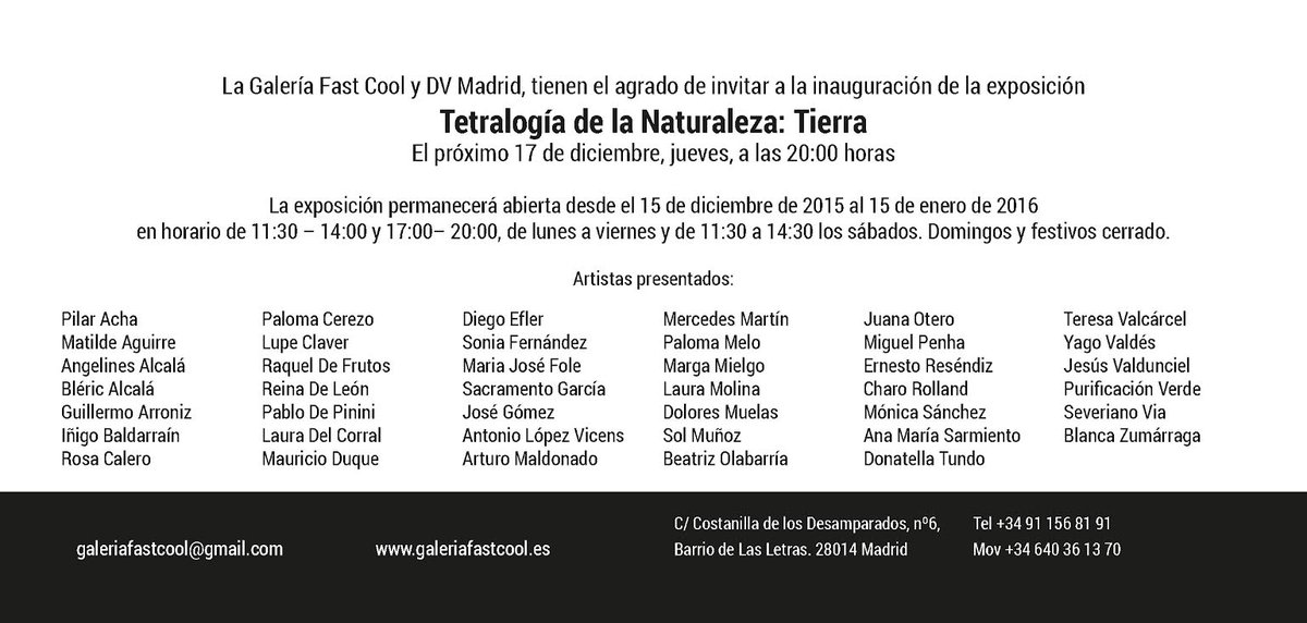 msgarte's tweet photo. #GalleryFastCool ,inauguración,17/12/2015 - 20:00h.
#arte,C/ Costanilla de los Desamparados,6 Madrid. https://t.co/RzOJoVRpeQ