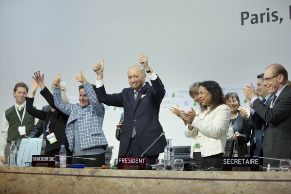 A new, universal climate agreement was adopted Saturday, see: bit.ly/ParisText  #COP21 #ParisAgreement